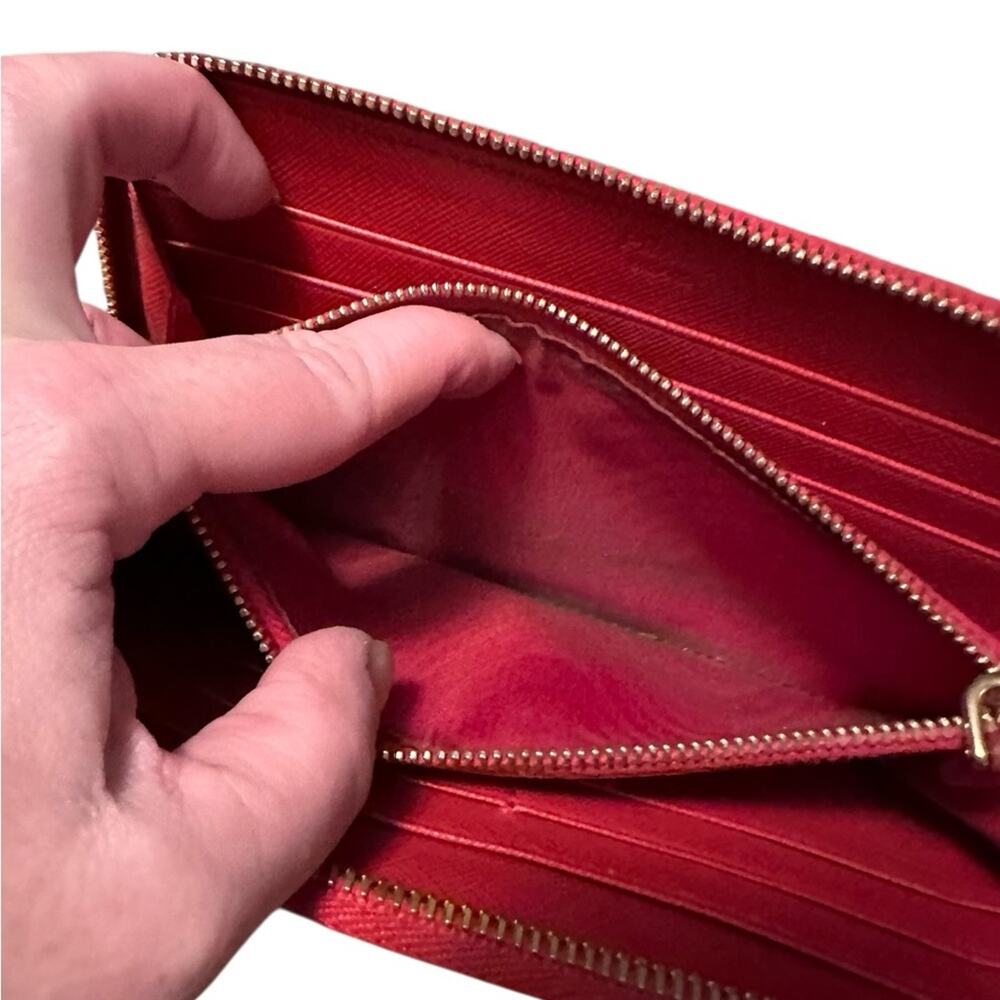 Prada Red Saffiano Zip Wallet with Gold Logo - Picture 6 of 13